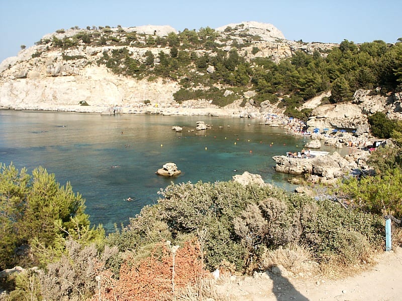 Rhodes coastline and turquoise bay near the cruise port